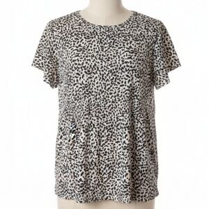 Adrianna Papell Women's Size Large Animal Print Short Sleeve Crewneck Top